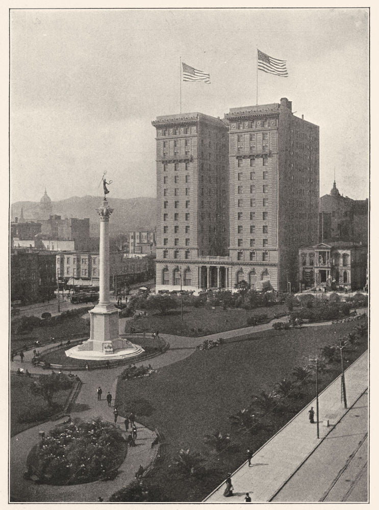 CALIFORNIA. San Francisco; Union Square 1907 old antique vintage print picture